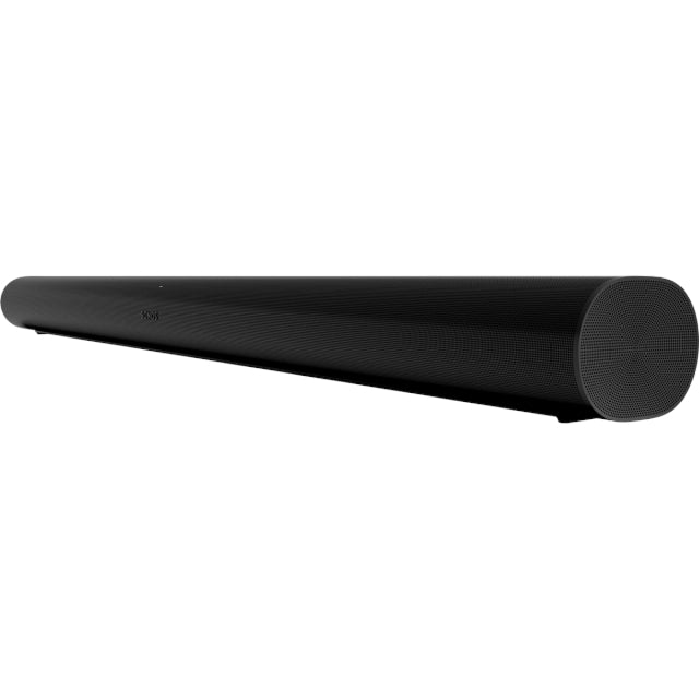 Sonos Arc Soundbar Black side on angled view against a white background.