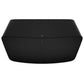 Sonos Five Premium Speaker Black top down front on view against a white background.