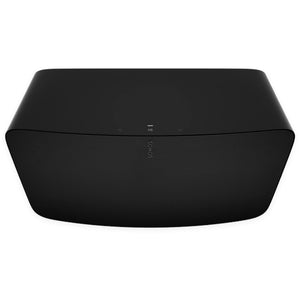 Sonos Five Premium Speaker Black top down front on view against a white background.