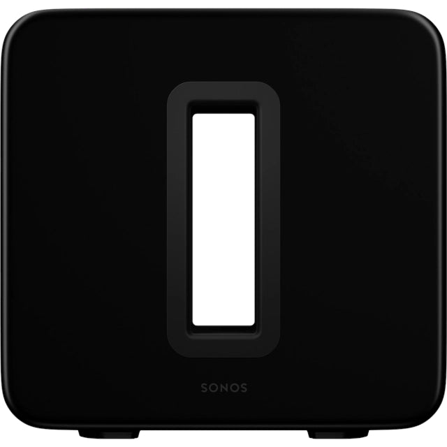 Sonos Sub (Gen 3) Subwoofer Black front on view against a white background.