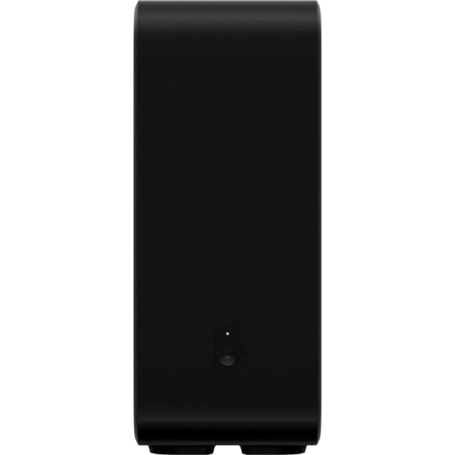 Sonos Sub (Gen 3) Subwoofer Black front on view with LED light and sync button against a white background.