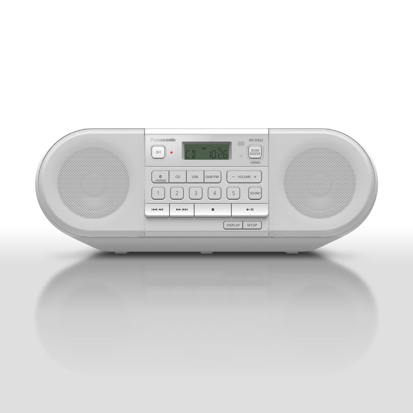 Panasonic RX-D552E-W Powerful Portable DAB+ Radio with CD, Bluetooth® and USB - White