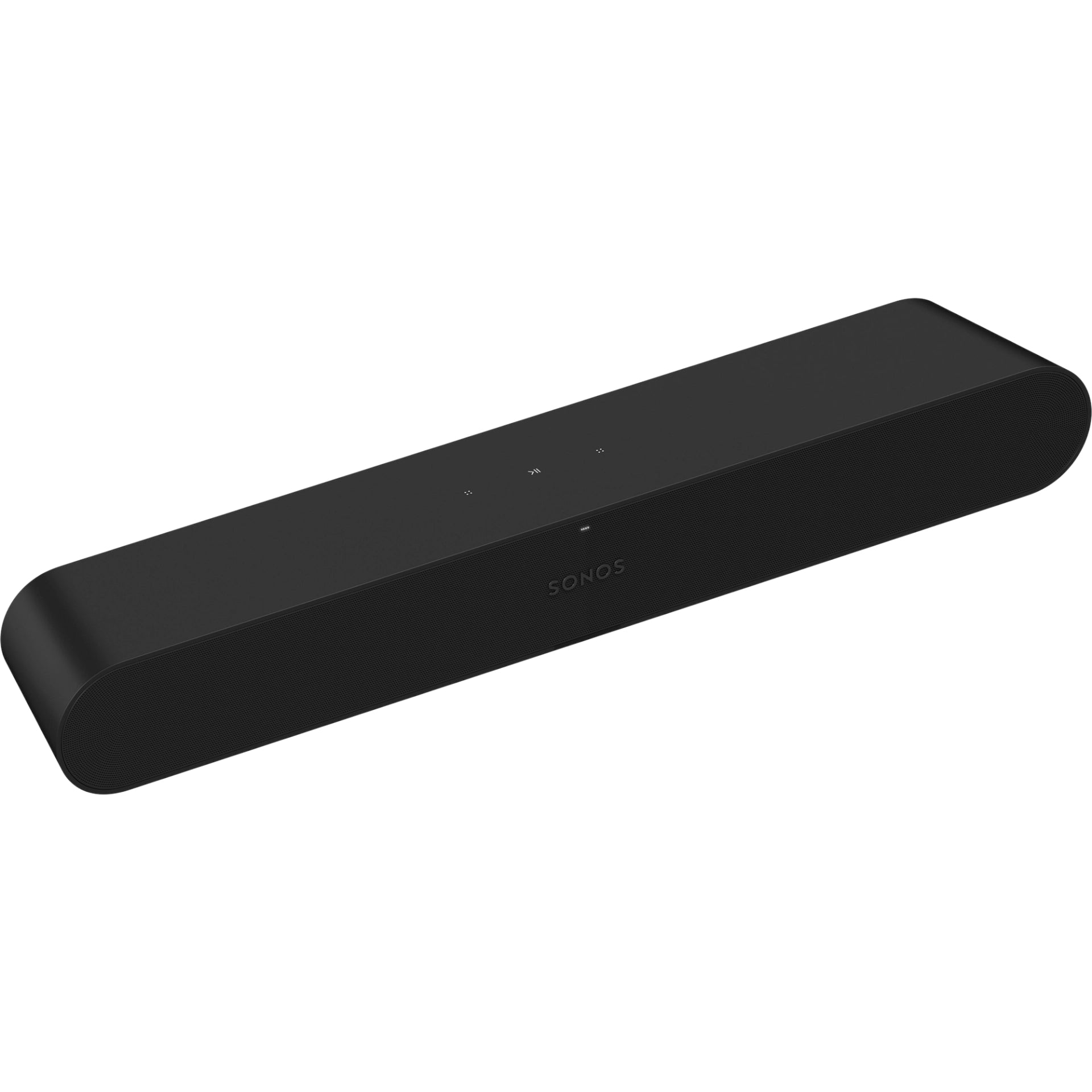 Sonos Ray Soundbar Black front angled top down view against a white background.