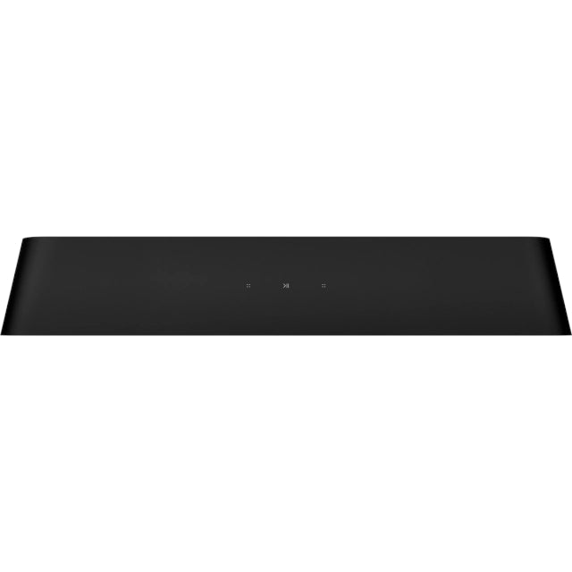 Sonos Ray Soundbar Black top down view of the top of the device and the touch controls against a white background.