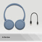 Sony WH-CH520L Wireless Bluetooth Headphones - up to 50 Hours Battery Life with Quick Charge, On-ear style - Blue
