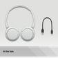 Sony WH-CH520W Wireless Bluetooth Headphones - up to 50 Hours Battery Life with Quick Charge, On-ear style - White