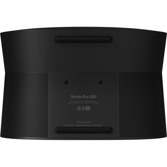 Sonos Era 300 Premium Smart Speaker Black top down view of the bottom of the device against a white background.