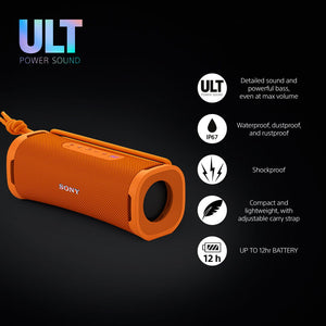 Sony SRS-ULT10D ULT FIELD 1 - Wireless Bluetooth Portable Speaker with ULT POWER SOUND, Powerful Bass, IP67, Waterproof, Dustproof, Shockproof, 12hr Battery, Clear Call Quality, Outdoor, Travel - Orange