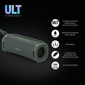 Sony SRS-ULT10H ULT FIELD 1 - Wireless Bluetooth Portable Speaker with ULT POWER SOUND, Powerful Bass, IP67, Waterproof, Dustproof, Shockproof, 12hr Battery, Clear Call Quality, Outdoor, Travel - Forest Grey