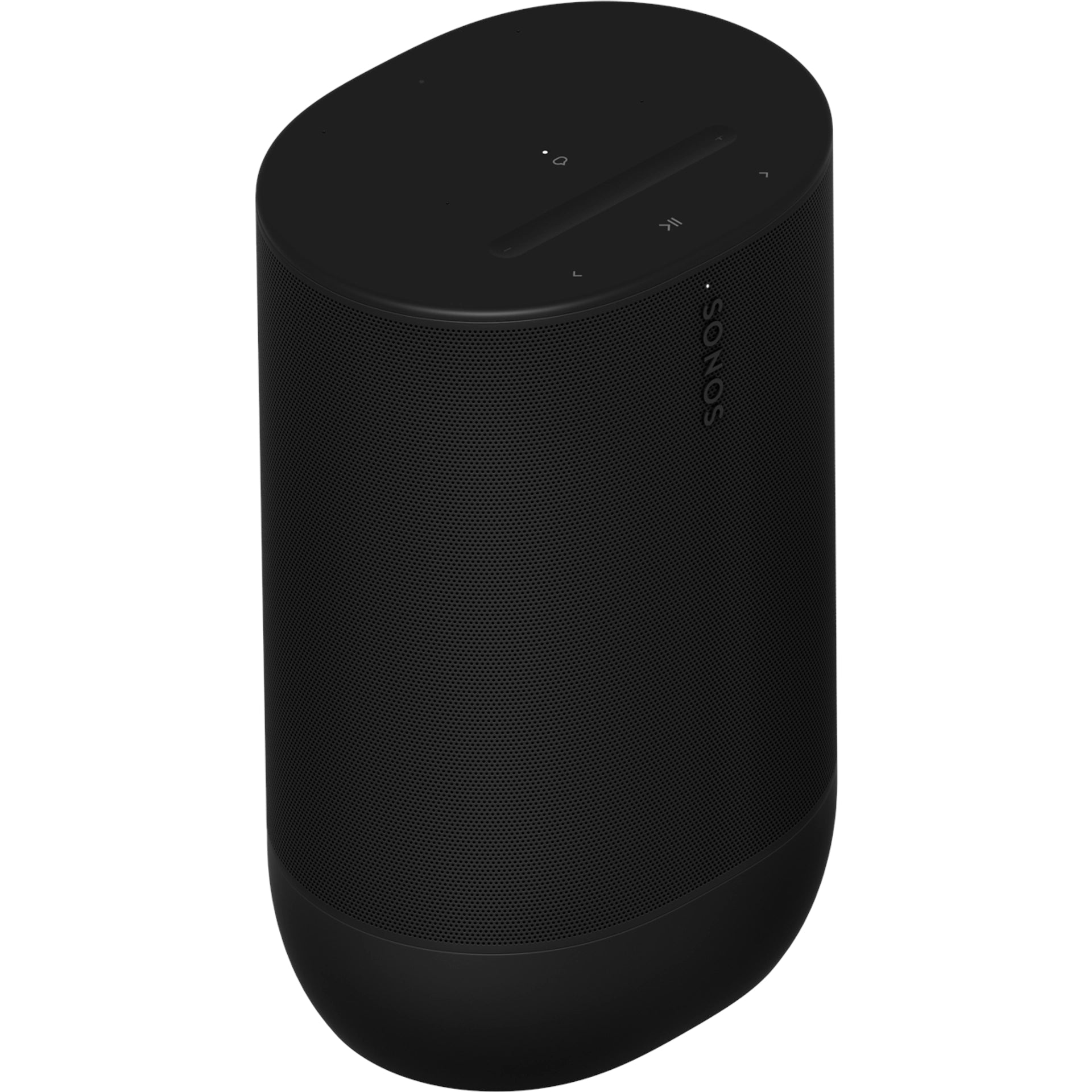 Sonos Move 2 Portable Speaker Black front angle top down view against a white background.