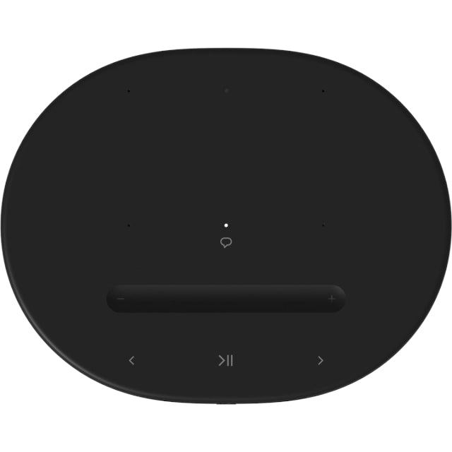 Sonos Move 2 Portable Speaker Black top down view of the top of the device with the touch controls against a white background.