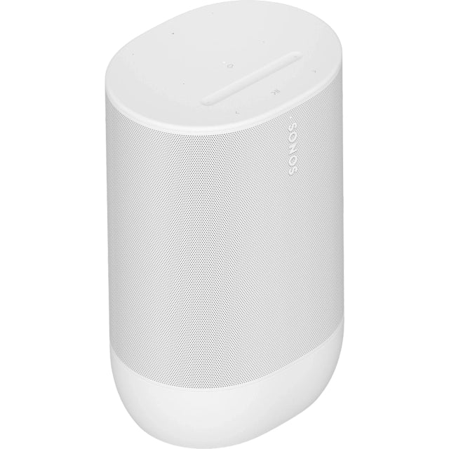 Sonos Move 2 Portable Speaker White front angle top down view against a white background.