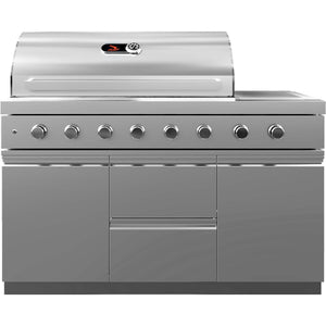 Whistler Grills Oaksey 6-Burner Kitchen with Double Door Fridge, Sink and Gas Bottle Cabinet - Stainless Steel