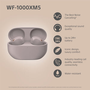 Sony WF-1000XM5P Wireless Noise Cancelling Earbuds - Up to 24 hours battery life - Pink