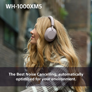 Sony WH-1000XM5P Noise Cancelling Wireless Headphones - 30 hours battery life - Around-ear style - Optimised for Alexa and the Google Assistant - with built-in mic for phone calls - Pink
