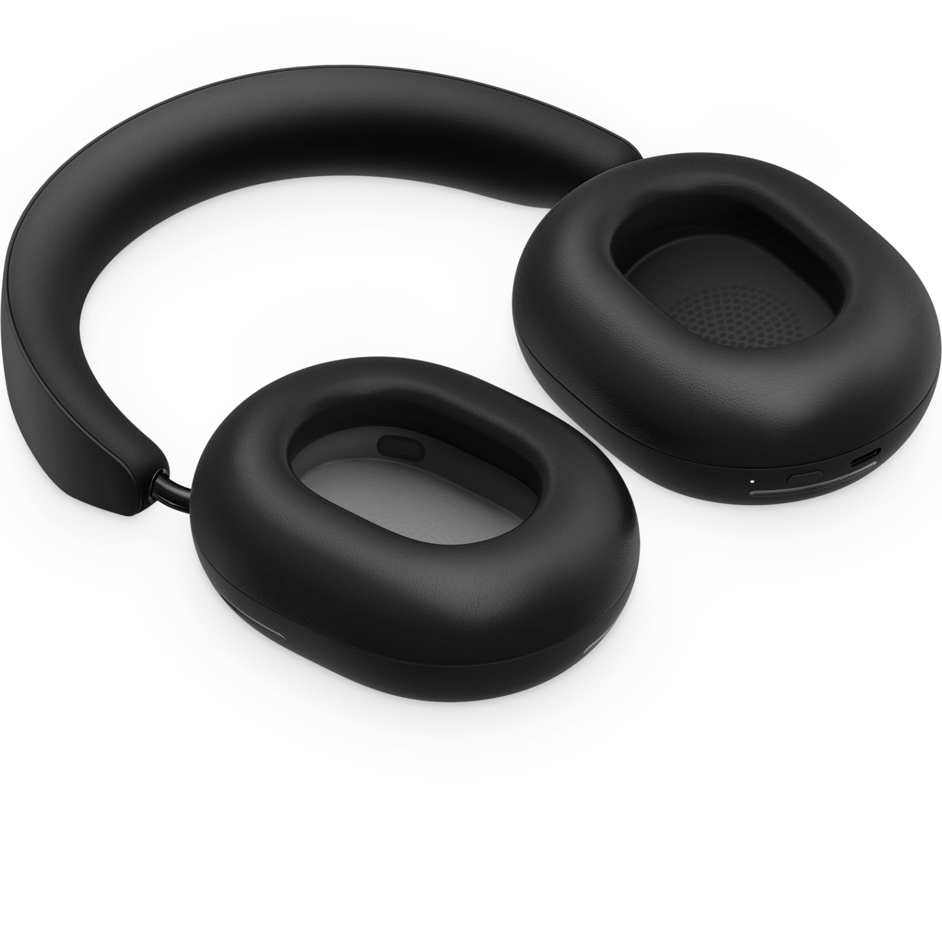 Sonos Ace Headphones Black laying flat with ear cups facing up against a white background.