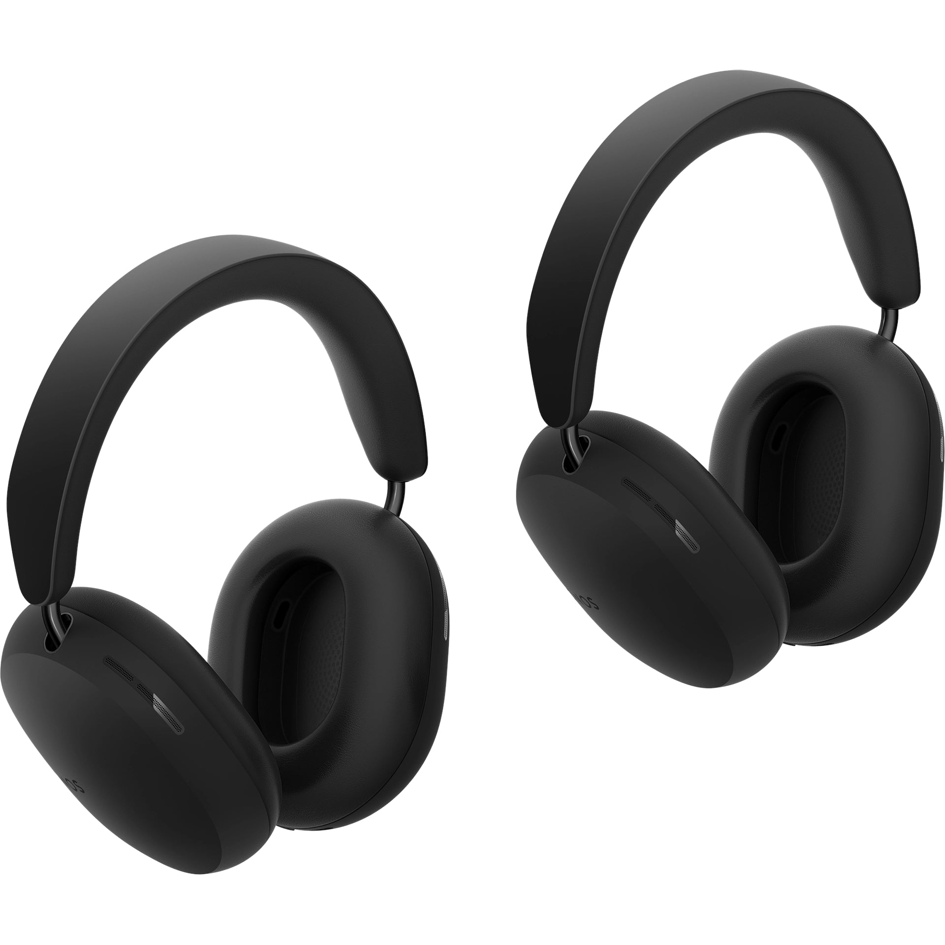 Two Sonos Ace Headphones Black next to each front angled view against a white background.