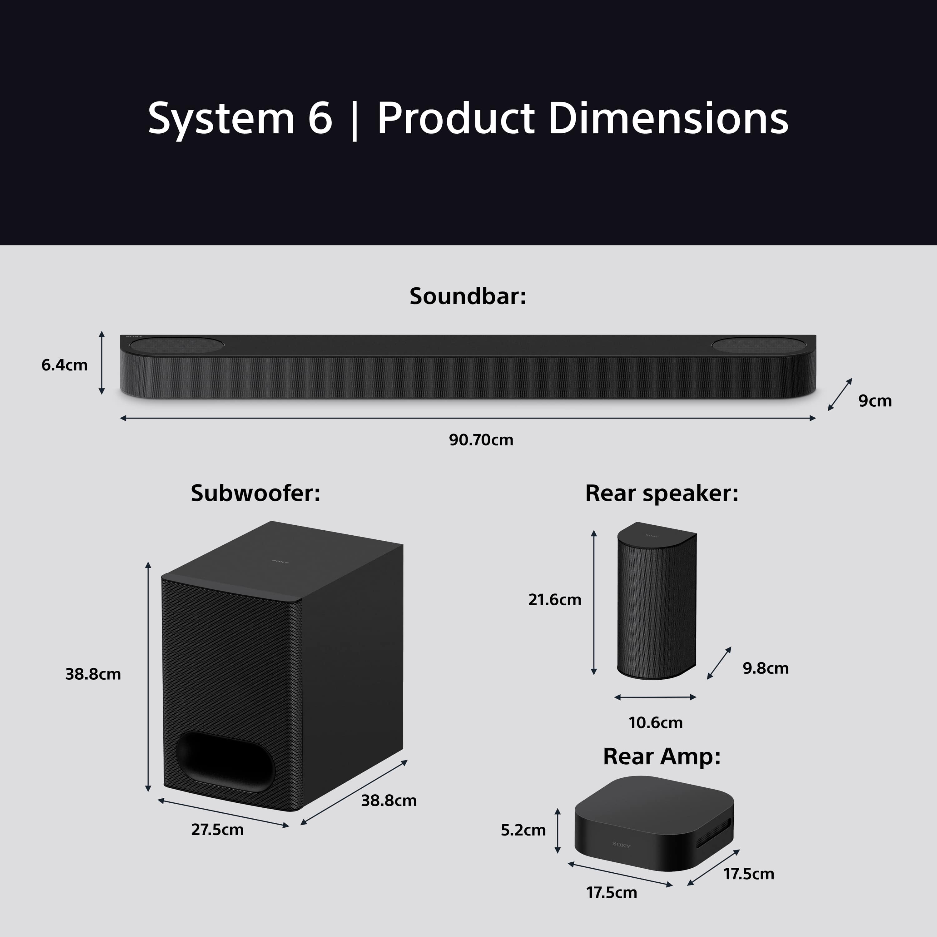 Sony BRAVIA Theatre System 6 – 5.1ch surround sound | 1000W | Rear spe