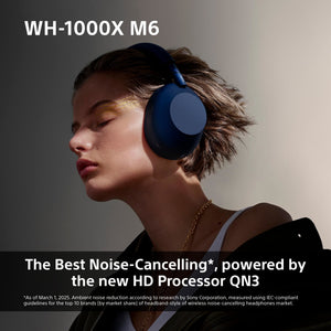 Sony WH-1000XM6L Flagship Noise Cancelling Over-Ear Wireless Bluetooth Headphones, Signature Hi-Res Sound, Ultimate Comfort, Foldable Design, Durable Case, 30 HR Battery, iOS & Android - Blue