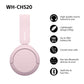 Sony WH-CH520P Wireless Bluetooth Headphones - up to 50 Hours Battery Life with Quick Charge, On-ear style - Pink
