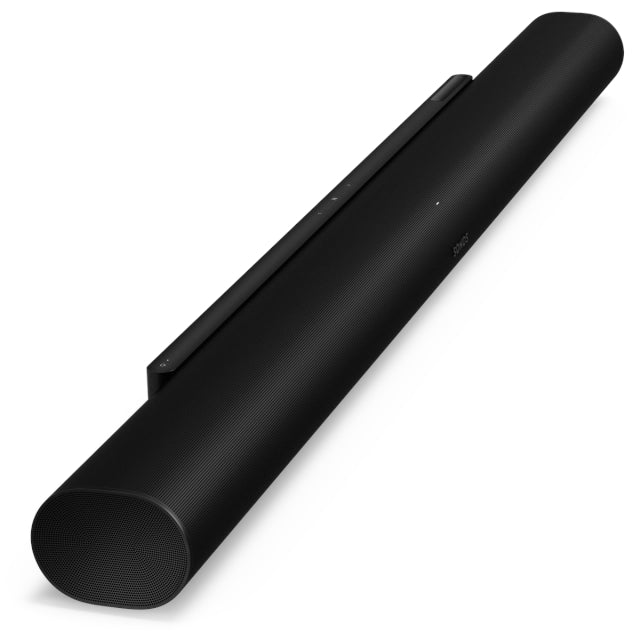 Sonos Arc Ultra Soundbar Black side angle top down view against a white background.