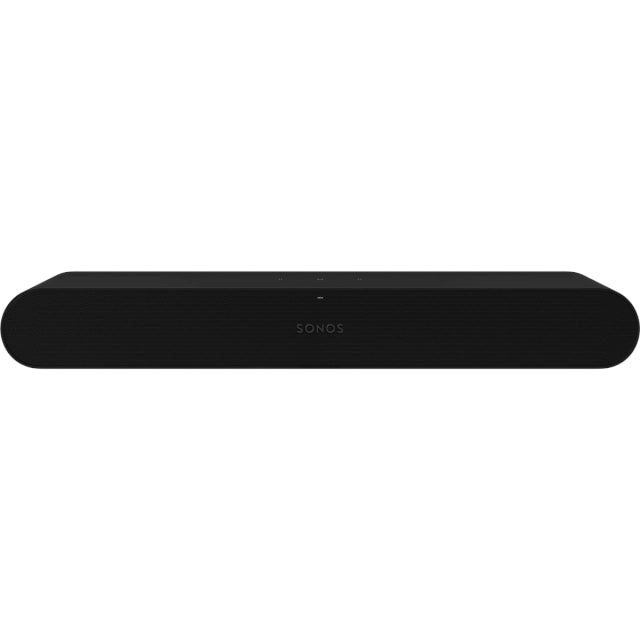 Sonos Ray Soundbar Black front on view against a white background.