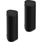 Two Sonos Roam 2 Portable Speakers Black front angled view against a white background.