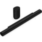 Sonos Arc Ultra Soundbar and Sonos Move 2 Portable Smart Speaker Black angled top down view against a white background.