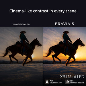 Sony BRAVIA 5 – XR – 55-inch | Mini LED | AI XR Processor | Acoustic Multi-Audio | Dolby Vision/Atmos | IMAX Enhanced | Google TV (2025) | Google Cast | Apple AirPlay 2 | Eco Dashboard 2 | Game Menu 2 – 55XR5