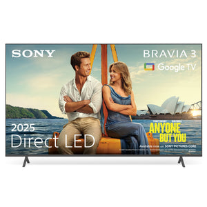Sony BRAVIA 3 – Direct LED | X-Balanced Speaker | Dolby Vision/Atmos | IMAX Enhanced | Google TV (2025) | Google Cast | Apple AirPlay 2 | Eco Dashboard 2 | Game Menu 2