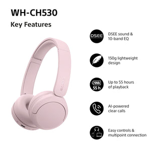 Sony WH-CH530P Wireless Bluetooth Headphones - Pink