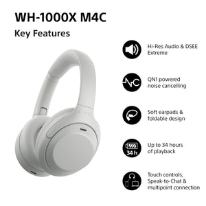 Sony WH-1000XM4CS Noise Cancelling Wireless Over Ear Headphones - Platinum Silver
