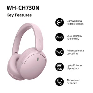 Sony WH-CH730NP Wireless Noise Cancelling Headphones - Pink