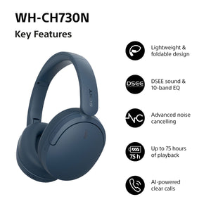 Sony WH-CH730NL Wireless Noise Cancelling Headphones - Blue