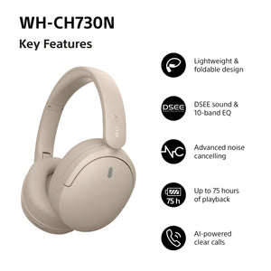 Sony WH-CH730NC Wireless Noise Cancelling Headphones - Beige
