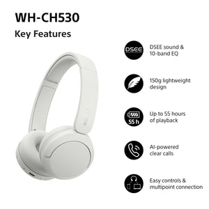 Sony WH-CH530W Wireless Bluetooth Headphones - White