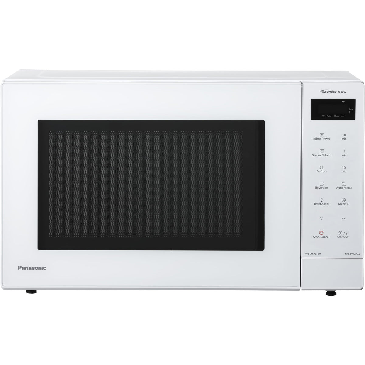 Panasonic NN-ST64QWBPQ White 32L Spacious Inverter Solo Microwave - 24 Auto Programs, 1000W
