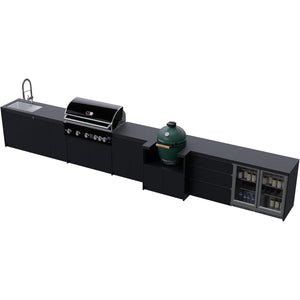 Whistler Grills Fairford 2 Modular Outdoor Kitchen, 5 Burner BBQ with Rotisserie, Sink, Storage, Double Door Fridge and Ceramic Egg Module (egg sold separately) - Black