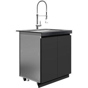 Whistler Grills Fairford 2 Modular Outdoor Kitchen, 5 Burner BBQ with Rotisserie, Sink, Storage, Double Door Fridge and Ceramic Egg Module (egg sold separately) - Black