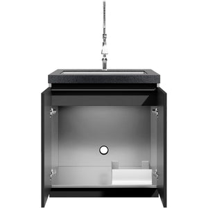 Whistler Grills Fairford 4 Modular Outdoor Kitchen with 5 Burner BBQ, Rotisserie, Sink, Double Door Fridge and Storage. - Black