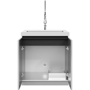Whistler Grills Fairford 4 Grey Modular Outdoor Kitchen with 5 Burner BBQ, Rotisserie, Sink, Double Door Fridge and Storage. - Grey