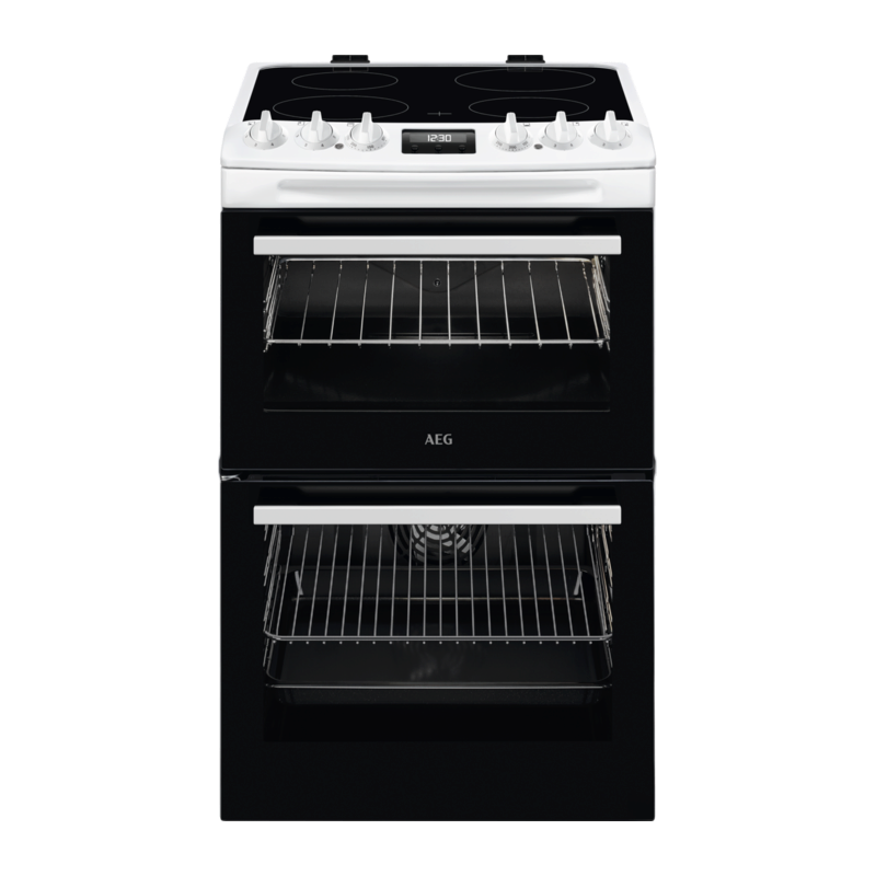 AEG CCX1530ACW 55cm Double Oven Electric Cooker with Ceramic Hob - White