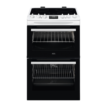 AEG CCX1530ACW 55cm Double Oven Electric Cooker with Ceramic Hob - White