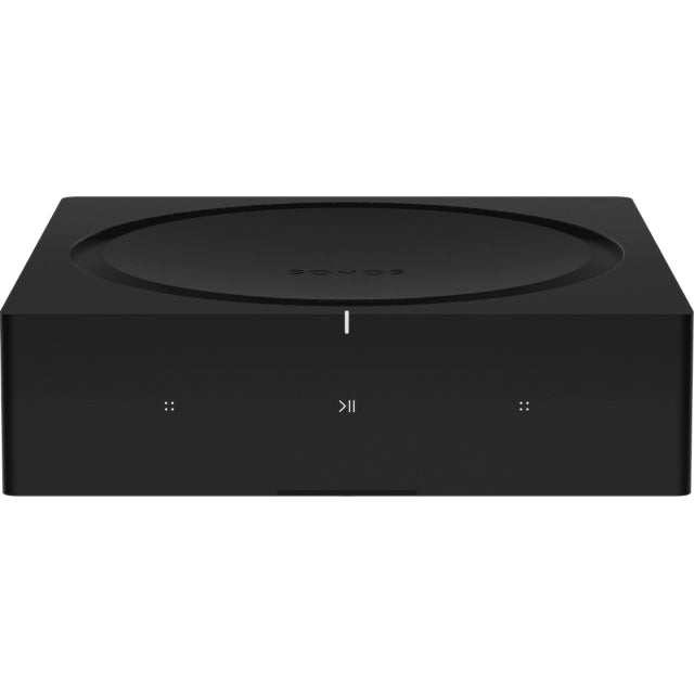 Sonos Amp Amplifier Black front on view showing touch controls against a white background.