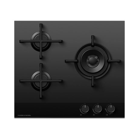 Fisher & Paykel CG603DNGGB4 60cm 3 Burner Gas Hob - Black Glass