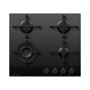 Fisher & Paykel CG604DNGGB4 60cm 4 Burner Gas Hob - Black Glass