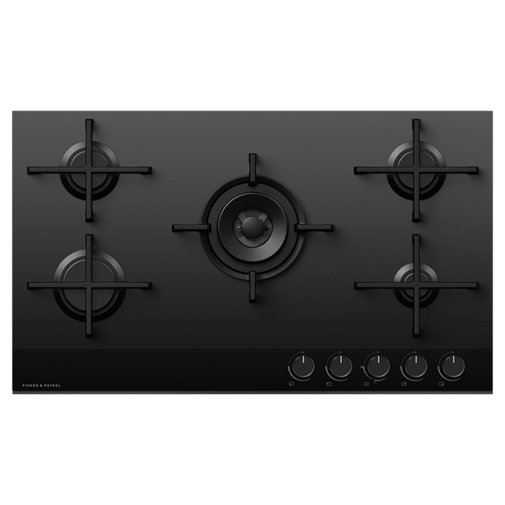 Fisher & Paykel CG905DLPGB4 90cm 5 Burner Gas Hob - Black Glass