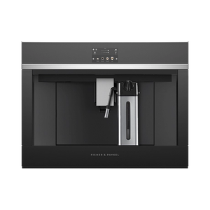Black built-in coffee machine on a white background