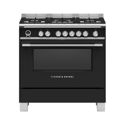 Fisher & Paykel OR90SCG6B1 90cm Dual Fuel Pyrolytic Cooker - Black