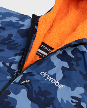 dryrobe Advance - Kids 10-13 - Long Sleeve V3 - Blue Camo Orange